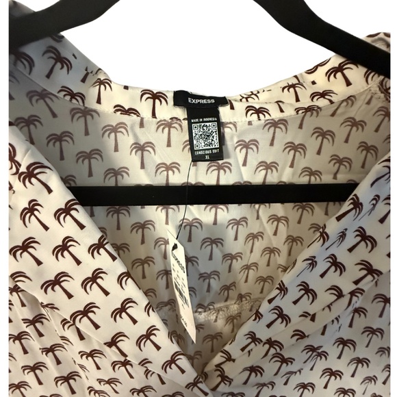 Palm trees print short sleeve button up boxy shirt - Picture 4 of 5